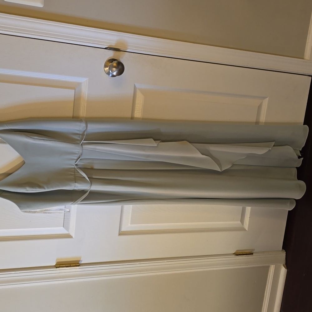 David's Bridal Light Sage Gown.